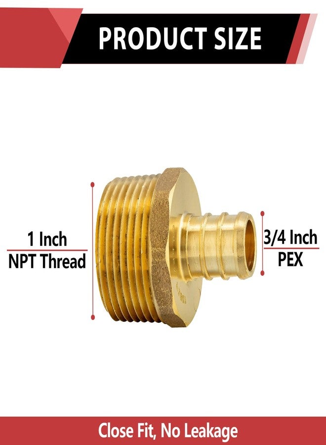 EFIELD (Pack of 2) Pex 3/4 Inch x 1 Inch NPT Male Adapter Brass Barb Crimp Fittings, ASTM F1807 - Image 2