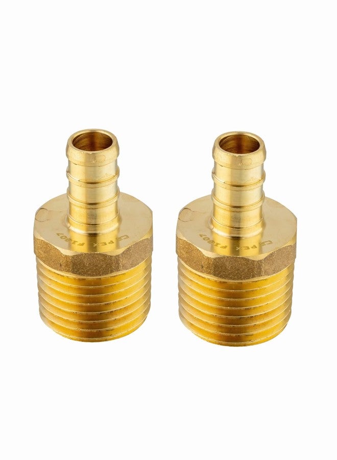 EFIELD (Pack of 2) Pex 3/4 Inch x 1 Inch NPT Male Adapter Brass Barb Crimp Fittings, ASTM F1807 - Image 1