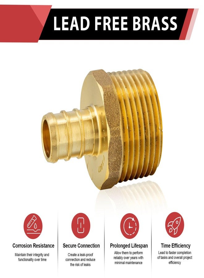 EFIELD (Pack of 2) Pex 3/4 Inch x 1 Inch NPT Male Adapter Brass Barb Crimp Fittings, ASTM F1807 - Image 3