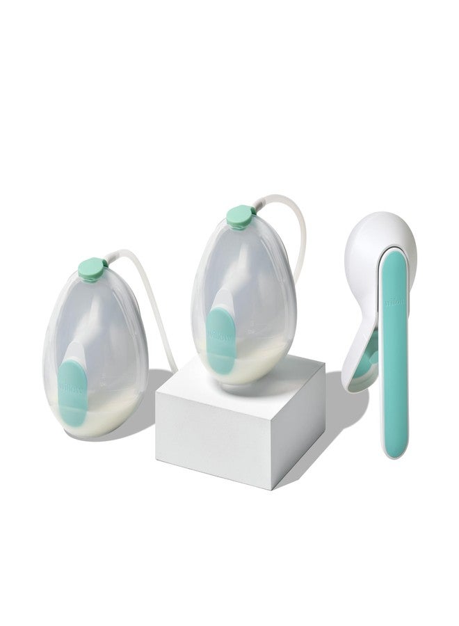 Willow Wave - Wearable Double Manual Breast Pump - Fits Fully in Bra - Ergonomic Handle - Wearable Breastfeeding Pump - Hospital Grade Suction - Postpartum Essentials - Holds 5oz per Cup - Image 1