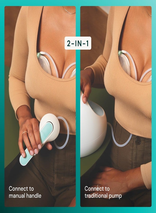 Willow Wave - Wearable Double Manual Breast Pump - Fits Fully in Bra - Ergonomic Handle - Wearable Breastfeeding Pump - Hospital Grade Suction - Postpartum Essentials - Holds 5oz per Cup - Image 3