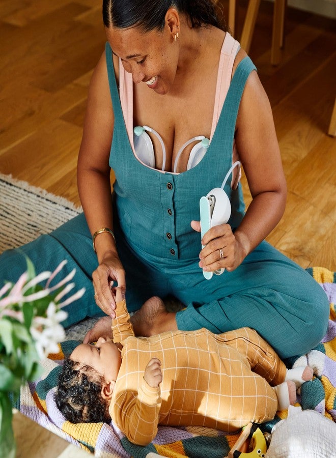 Willow Wave - Wearable Double Manual Breast Pump - Fits Fully in Bra - Ergonomic Handle - Wearable Breastfeeding Pump - Hospital Grade Suction - Postpartum Essentials - Holds 5oz per Cup - Image 4