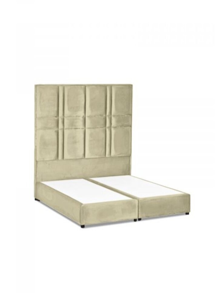 House One Narjis | Velvet Bed Frame - Beige  - Image 1