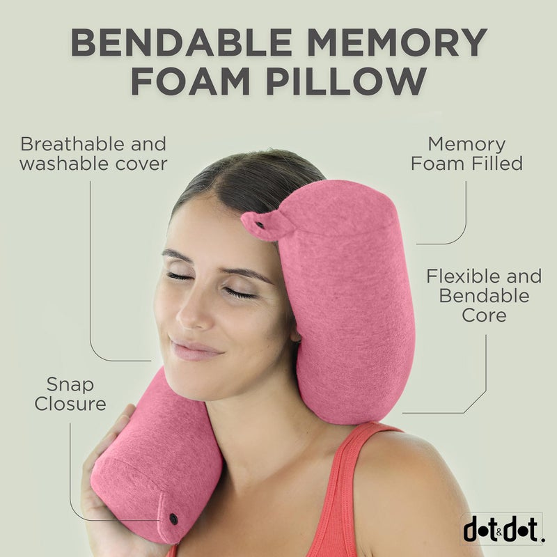 Dot&Dot Dot¨ Twist Memory Foam Travel Pillow for Airplanes - Neck Pillow for Sleeping - Airplane Pillow for Neck Support, Chin, Lumbar and Leg - Bendable Neck Roll Pillow Travel Essentials - Image 2