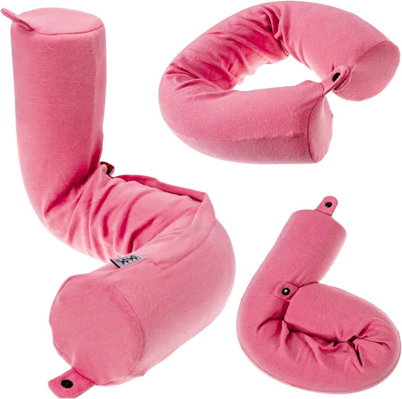 Dot&Dot Dot¨ Twist Memory Foam Travel Pillow for Airplanes - Neck Pillow for Sleeping - Airplane Pillow for Neck Support, Chin, Lumbar and Leg - Bendable Neck Roll Pillow Travel Essentials - Image 1