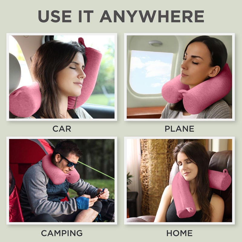Dot&Dot Dot¨ Twist Memory Foam Travel Pillow for Airplanes - Neck Pillow for Sleeping - Airplane Pillow for Neck Support, Chin, Lumbar and Leg - Bendable Neck Roll Pillow Travel Essentials - Image 4