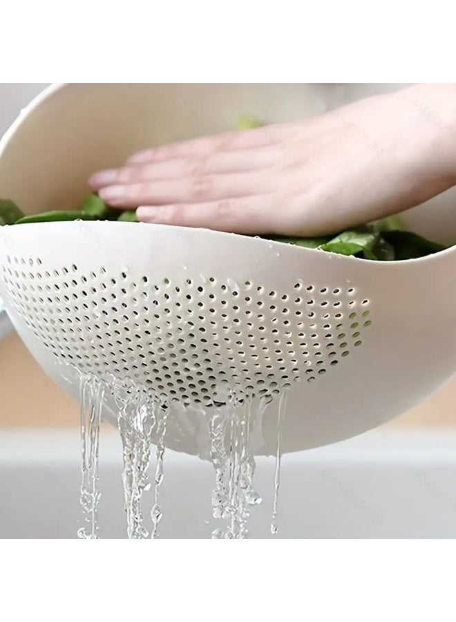 MOMENT مصفاة أرز MOMENT ووعاء تصفية مع مصفاة جانبية، مصفاة أرز وفول وبازلاء من البلاستيك الغذائي، سلة بخار خضار، قابلة للطي، تصميم مثقوب (أخضر) - Image 5