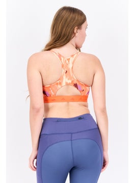 Adidas Women Printed Padded Sports Bra, Orange  - Image 3