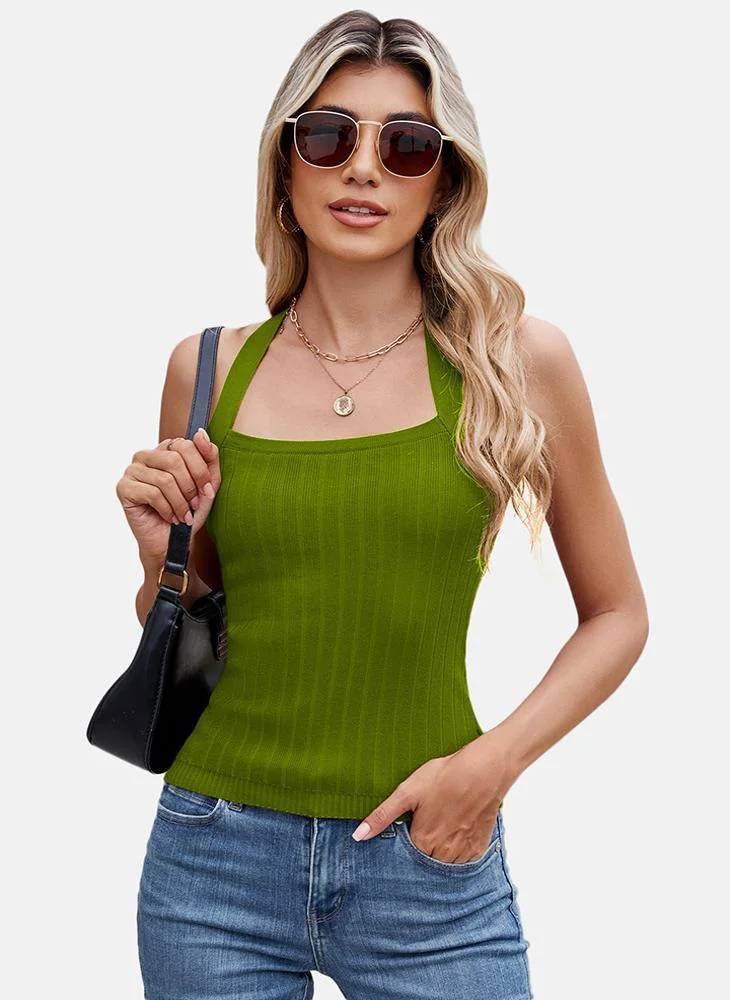يونيكي Green Round Neck Printed Top