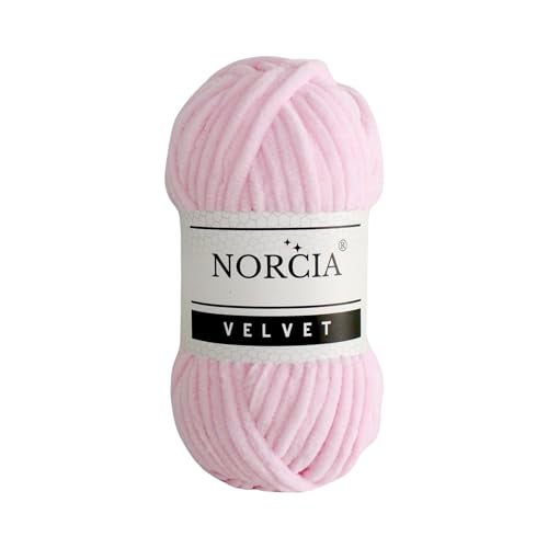 NORCIA Soft Velvet Yarn Chenille Yarn for Crocheting Super Bulky (100g-3.50oz) (68m-74.3 yds) Baby Blanket Yarn for Knitting Amigurumi Yarn for Crochet Weaving Craft (Baby Pink, 1 Skein) - Image 1