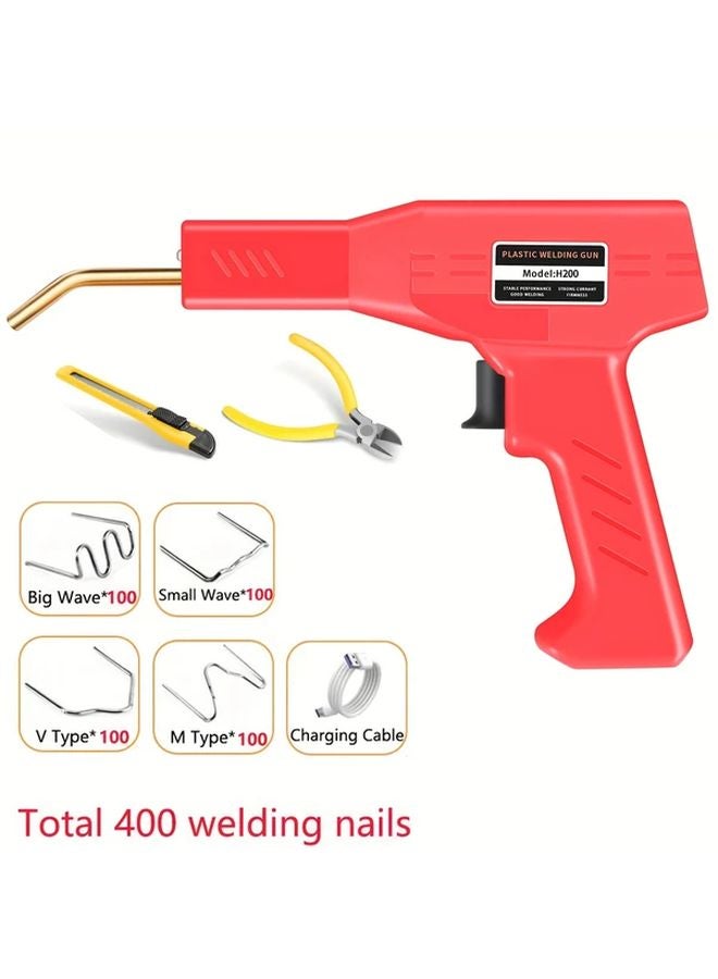 200W Red Wireless Plastic Welding Gun Kit With 5000mAh Battery 400 Welding Rods - Image 1