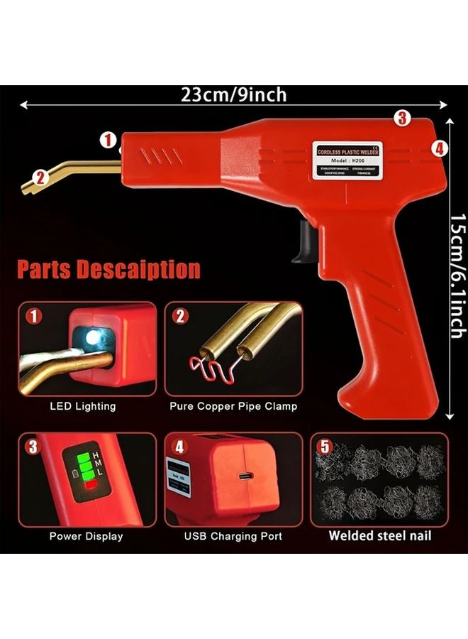 200W Red Wireless Plastic Welding Gun Kit With 5000mAh Battery 400 Welding Rods - Image 3