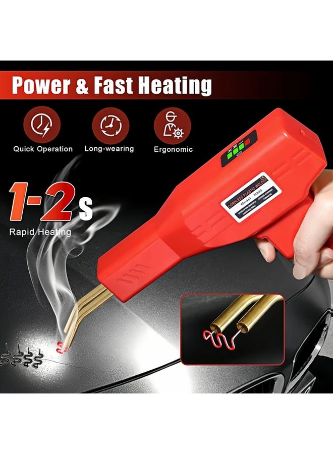 200W Red Wireless Plastic Welding Gun Kit With 5000mAh Battery 400 Welding Rods - Image 2