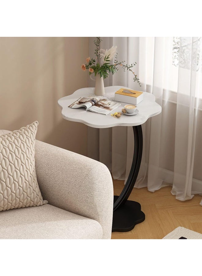 DubaiGallery Modern Marble Style Side Table, C-Shaped Couch End Table, Compact Design - Image 5