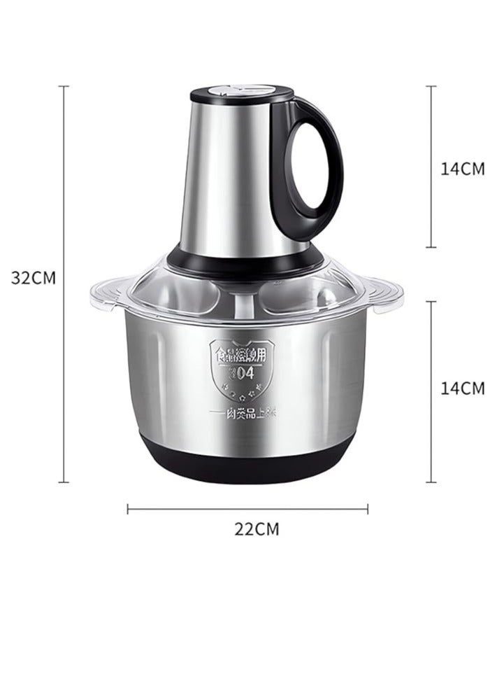 DUTUO 3 Litre Electric Meat Chopper, Grinder 500W, 3 variable speed Stainless Steel Bowl, 3L Food Processor for Meat Vegetable - Image 2
