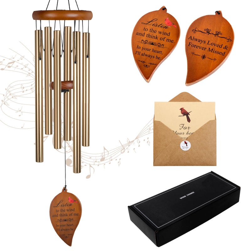 kyoryuger Kyoryuger Cardinal Wind Chimes 32 Memorial Wind Chimes for Loss of Loved One Bereavement Gifts Condolence Gifts Sympathy Windchimes in Memory of Loved One Mother Father Always in Our Heart Golden