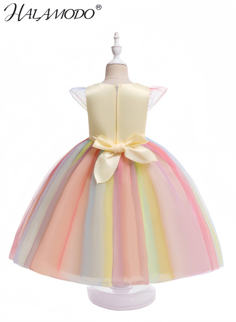 HALAMODO Unicorn Costume Princess Unicorn Dress Fancy Dress Sequin Sleeveless Mesh Rainbow Dress for Kids & Toddlers Birthday Party - Image 2