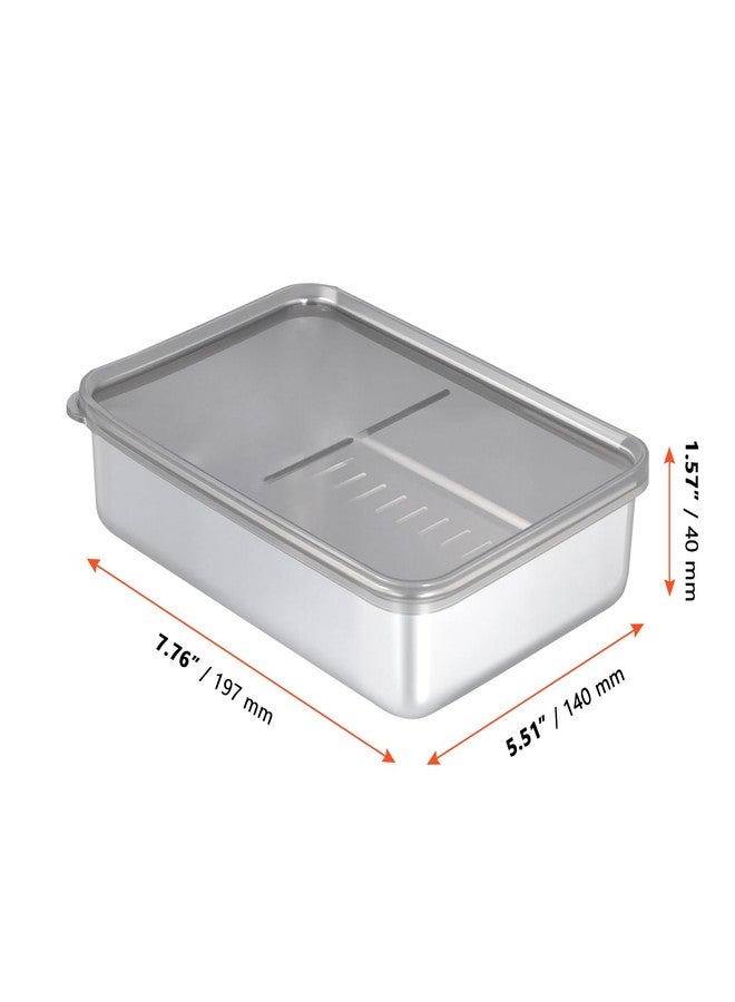 SINJEUN 4 PCS Stainless Steel Cheese Container, Deli Meat Storage Containers with Lid for Fridge Organizers and Storage - Image 2