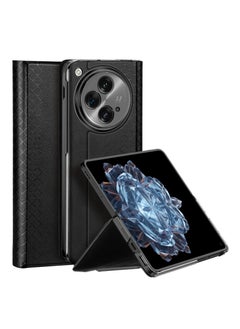 DUX DUCIS حافظة هاتف متوافقة مع هاتف Oneplus Open/OPPO Find N3 غطاء حماية بمسند مغناطيسي من الجلد مع جيب للبطاقة  - Image 1