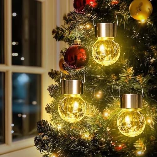 SOLPEX 12 Pack Hanging Solar Lights Outdoor,Solar Outdoor Lights Decorative, Solar Powered Waterproof Light, Hanging Globe Light for Garden, Yard, Patio, Lawn, Flower Bed(Warm White) - Image 2