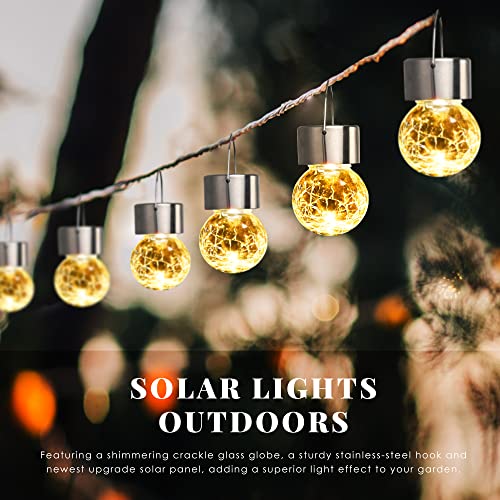 SOLPEX 12 Pack Hanging Solar Lights Outdoor,Solar Outdoor Lights Decorative, Solar Powered Waterproof Light, Hanging Globe Light for Garden, Yard, Patio, Lawn, Flower Bed(Warm White) - Image 3