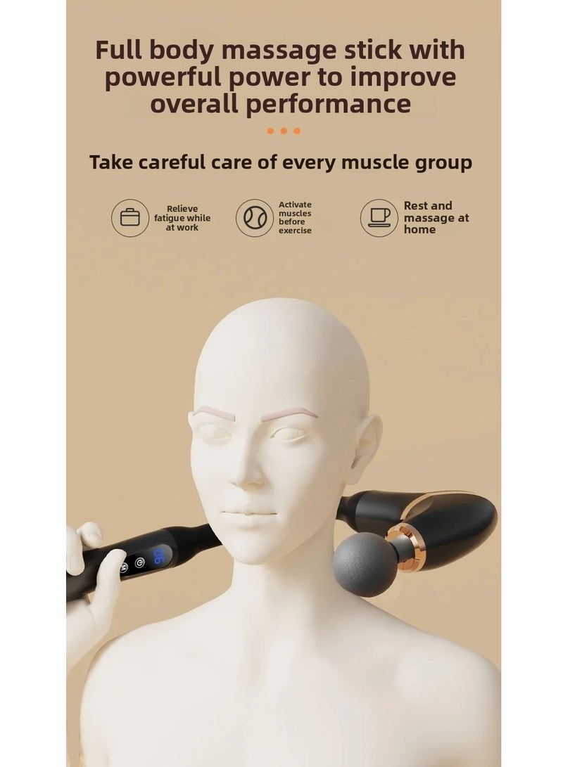 باتون مسدس تدليك الأنسجة العميقة - جهاز تدليك للظهر لتخفيف آلام الأنسجة العميقة بمقبض ممتد، جهاز تدليك للرقبة/القدم/الساق/الكتف بإيقاع 12 مم، بدون صدمات، مع سرعة قابلة للتعديل بشكل لا نهائي وأربعة رؤوس قابلة للاستبدال. - Image 5