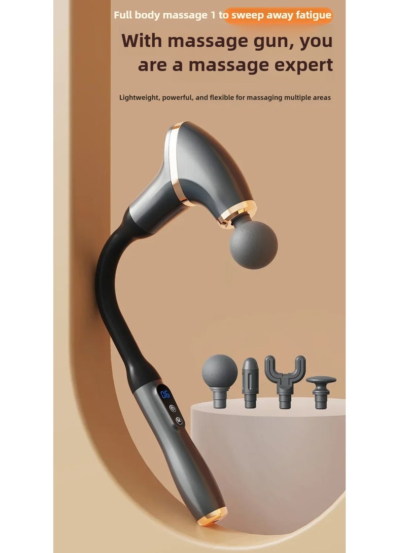 باتون مسدس تدليك الأنسجة العميقة - جهاز تدليك للظهر لتخفيف آلام الأنسجة العميقة بمقبض ممتد، جهاز تدليك للرقبة/القدم/الساق/الكتف بإيقاع 12 مم، بدون صدمات، مع سرعة قابلة للتعديل بشكل لا نهائي وأربعة رؤوس قابلة للاستبدال. - Image 2