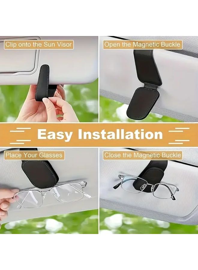 Set Of 2 Magnetic Eyewear Holders For Vehicles Glasses Organizer Universal Car Eyewear Holder Ticket And Card Clip - Image 5