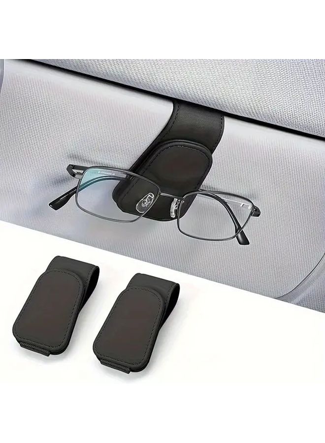 Set Of 2 Magnetic Eyewear Holders For Vehicles Glasses Organizer Universal Car Eyewear Holder Ticket And Card Clip - Image 3