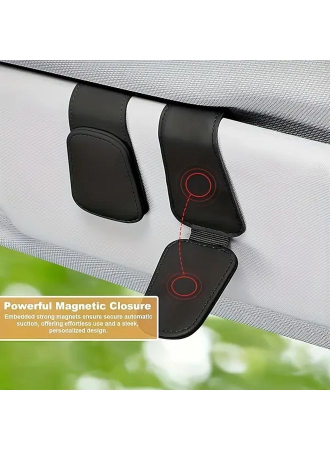 Set Of 2 Magnetic Eyewear Holders For Vehicles Glasses Organizer Universal Car Eyewear Holder Ticket And Card Clip - Image 4
