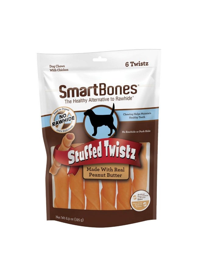 SmartBones Smartbones Stuffed Twistz with Peanut Butter 6 Count, Rawhide-Free Chews for Dogs, No Artificial Preservatives or Flavors Added (SBST-00300)  - Image 1