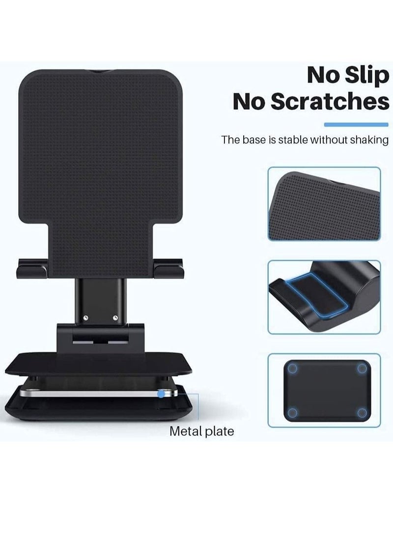 ELTRAZONE Foldable Tablet Stand Holder - Angle & Height Adjustable Desk Holder Anti-Slip Compatible with Smartphones/iPad Mini/Game/Kindle/Tablet(4-10") (Black) - Image 2