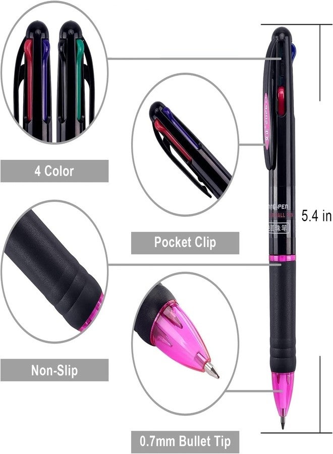 APCATIO Baile Multicolor Ballpoint Pens 4-In-1, 0.7Mm Colored Retractable Ballpoint, Black, Blue, Red and Green ink color (5) - Image 5