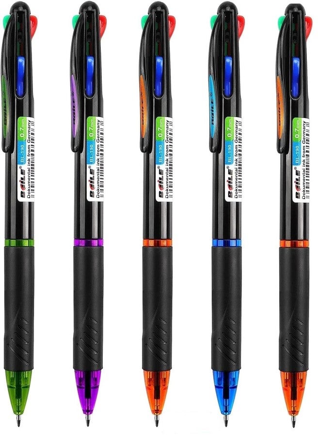 APCATIO Baile Multicolor Ballpoint Pens 4-In-1, 0.7Mm Colored Retractable Ballpoint, Black, Blue, Red and Green ink color (5) - Image 1