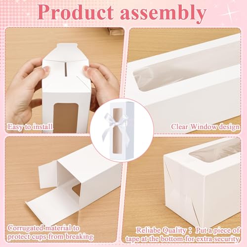 meiqidi 10 Pcs Tumbler Gift Box, Tumbler Boxes with Ribbon and Window, Large White Gift Box for 12oz/16oz/20oz Tumbler, 9.6x3.35x3.35 Inch - Image 4