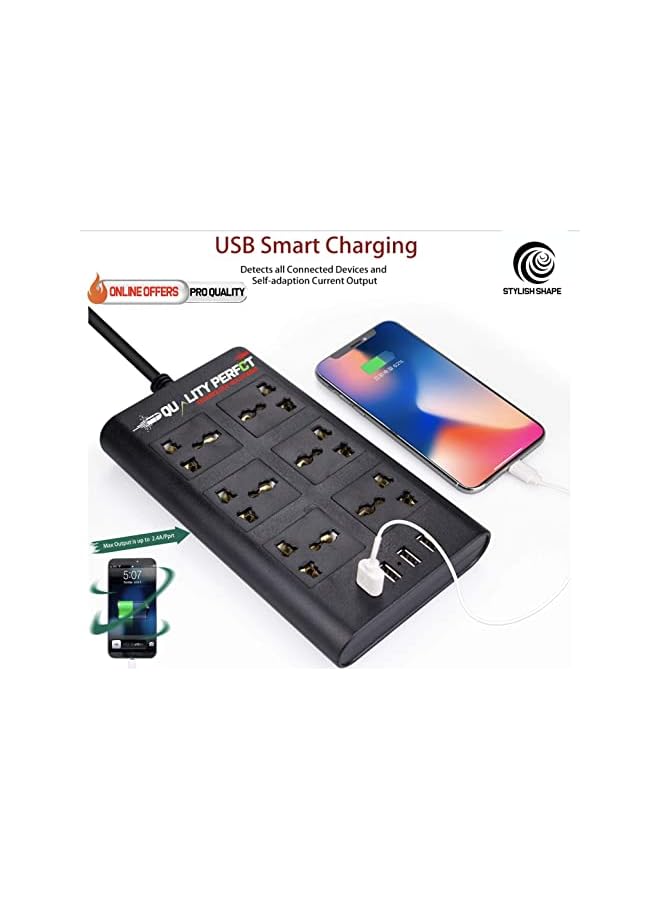 PROMASS Extension cord promass Antifire Socket, Ultra-Quality Heavy Housing Materials, 4 USB Outlets Ports, 6.6 ft - Ideal for Whole Home appliances (Pro Fire-Proof Safety Materials) (2 Meter) - Image 3