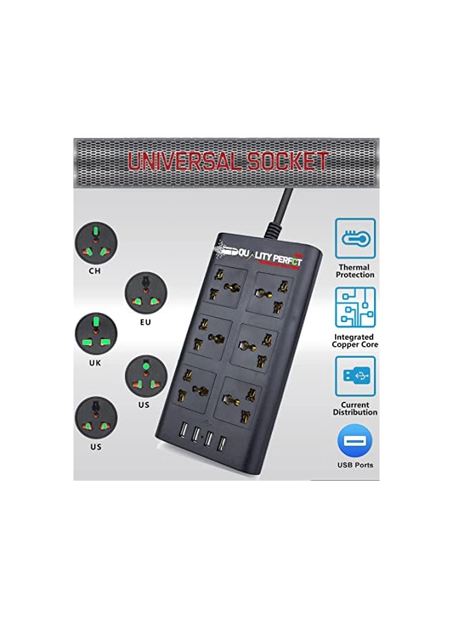 PROMASS Extension cord promass Antifire Socket, Ultra-Quality Heavy Housing Materials, 4 USB Outlets Ports, 6.6 ft - Ideal for Whole Home appliances (Pro Fire-Proof Safety Materials) (2 Meter) - Image 2