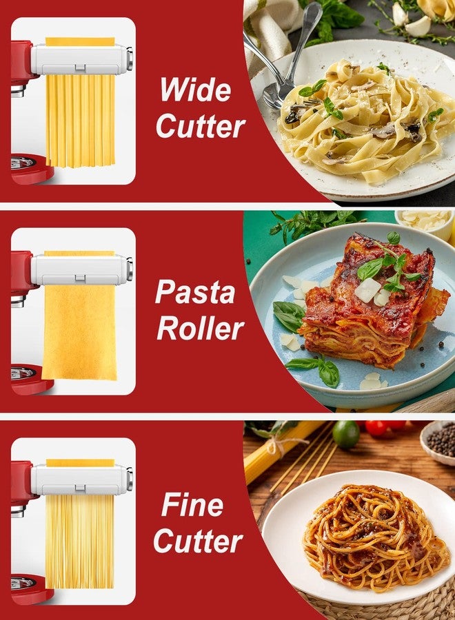 NEWSETS Pasta Maker Attachment for All Kitchenaid Mixers, Noodle Maker Kitchen Aid Mixer Accessories 3 In 1 Including Dough Roller Spaghetti Fettuccine Cutter - Homemade Fresh Pasta Easily! - Image 3