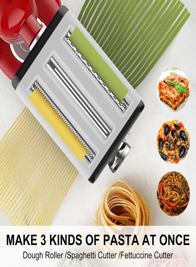 NEWSETS Pasta Maker Attachment for All Kitchenaid Mixers, Noodle Maker Kitchen Aid Mixer Accessories 3 In 1 Including Dough Roller Spaghetti Fettuccine Cutter - Homemade Fresh Pasta Easily! - Image 2