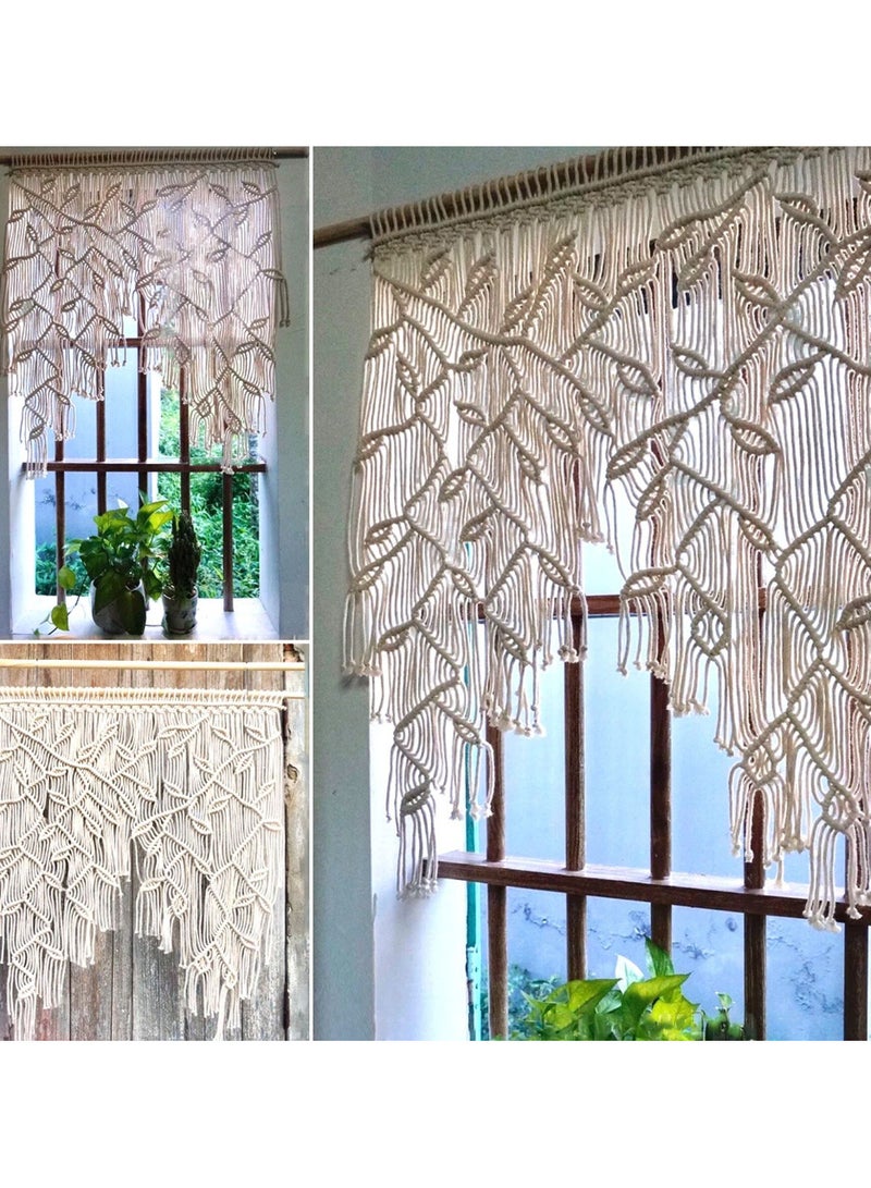 زخرفة الغرفة سجادة يدوية النسيج تزيين الجدران المنزلية ستائر ورقية بوهيمية ستائر أبواب 100X100 سم - Image 2