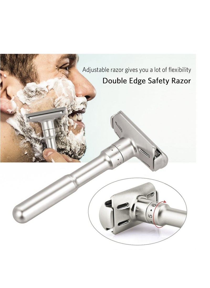 River Lake Travel Double Edge Safety Razor, River Lake RZ700 Long Handle Adjustable Classic Safety Shaver Razor (Razor with Protective Case and Stand)  - Image 4