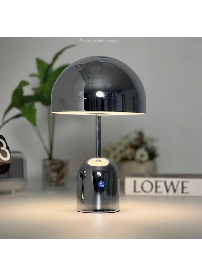Peboland Mushroom Charging Internet Celebrity Atmosphere Table Lamp Bedside Nightlight Touch Dimming Desktop Decorative Lamps-Light Source Power:12-Light Color:Gold + Export Electroplating Version + Stepless Dimming. - Image 1
