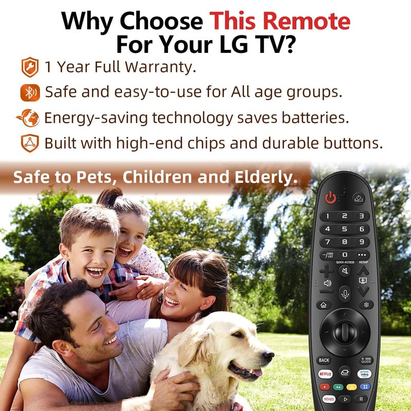 Nettech Replacement for LG Remote Control for Smart TV from 2018-2025, for Magic LG TV Remote Replacement with Voice and Pointer Function. 1-Year Warranty. - Image 3