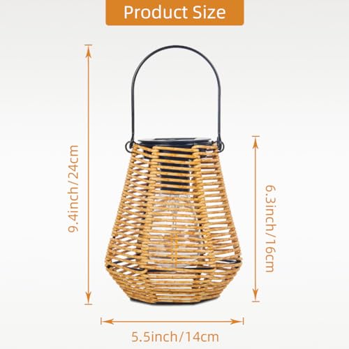 Venniy Solar Lanterns Outdoor Waterproof,Solar Lights for Outside Hanging Lights Outdoor Rattan Lantern Decoration for Garden, 2 Pack - Image 4