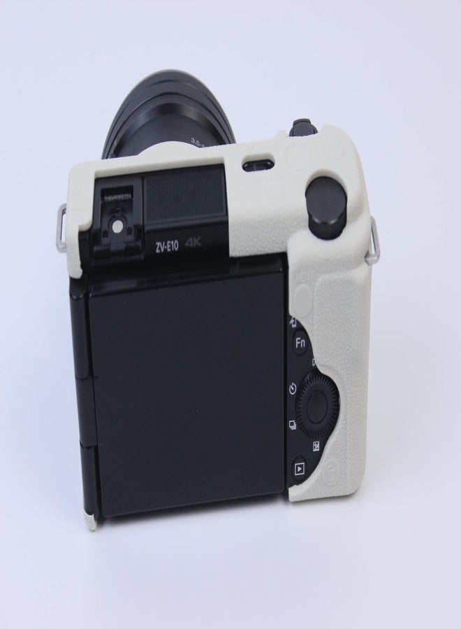 BolinUS ZV-E10 Case, Fullbody Ultra-thin Lightweight Rubber Soft Silicone Housing Case Bag Cover for Sony Alpha ZV-E10 ZVE10 (White) - Image 4