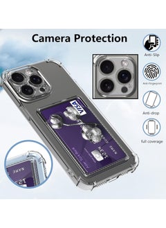 Generic Wallet Phone Case Slim Fit Card Slot Transparent Case Protective Soft Shockproof Case with Card Holder For Iphone 13 Pro Max  - Image 4