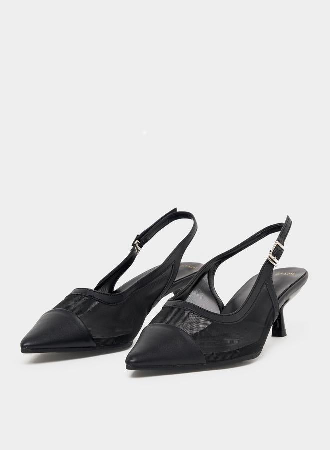 Styli Mesh Insert Slingback Pumps  - Image 2