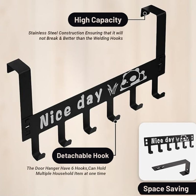 draval Carbon Steel Over Door Hook Hanger For Clothes, Cloth Hanger For Door, Without Drilling Door Hook, Door Hanging Hook, Black - Image 2