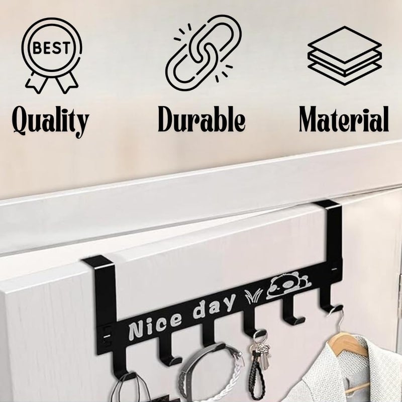 draval Carbon Steel Over Door Hook Hanger For Clothes, Cloth Hanger For Door, Without Drilling Door Hook, Door Hanging Hook, Black - Image 4