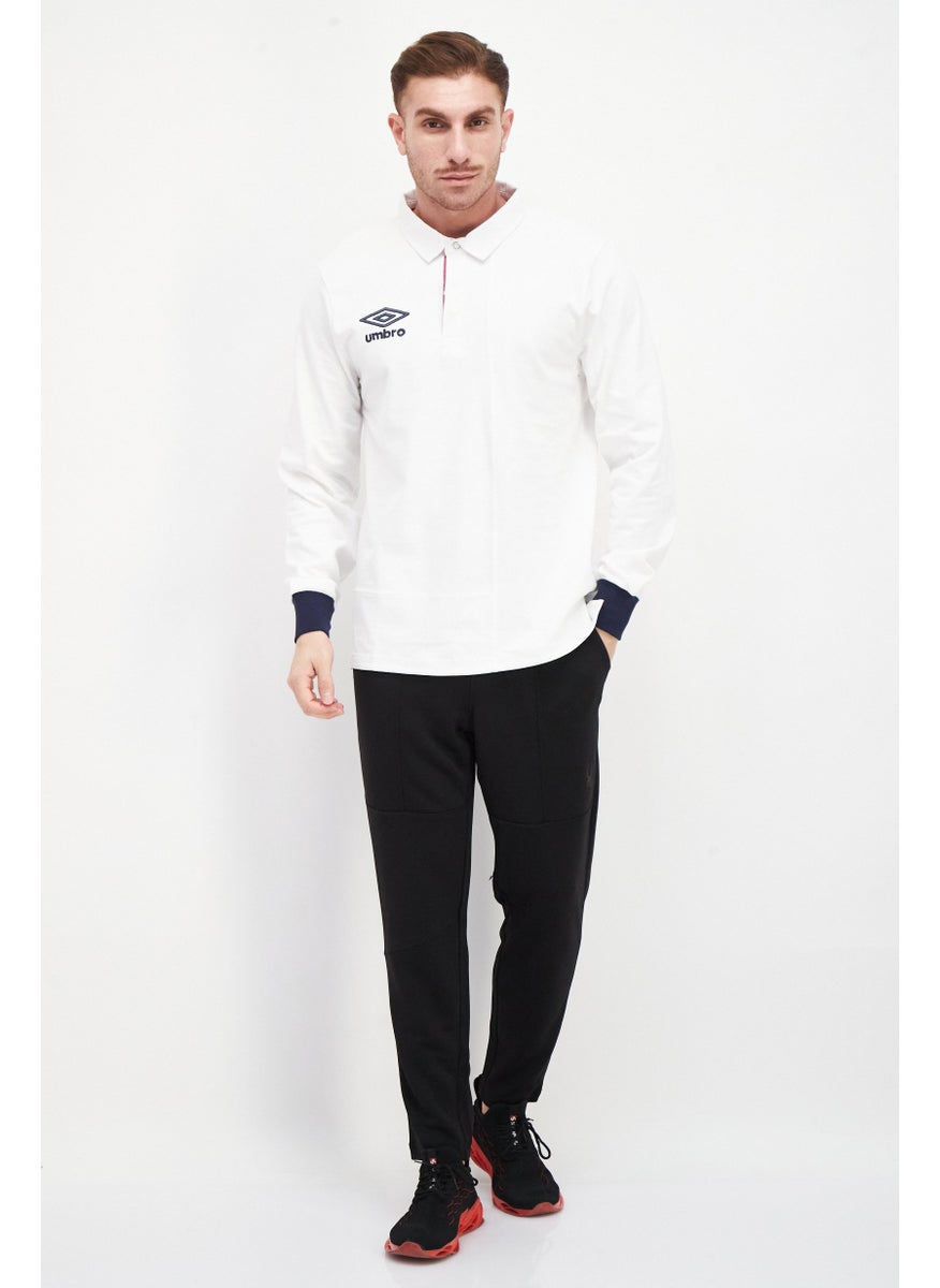 umbro Men Sportswear Fit Long Sleeves Training Polo Shirt, White Combo  - Image 2